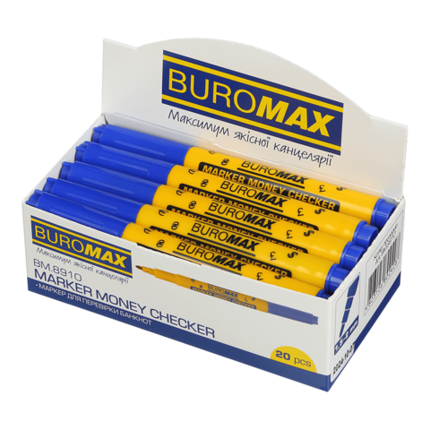 Маркер для перевірки банкнот MONEY CHECKER 1,5-2 мм, BM.8910 BUROMAX